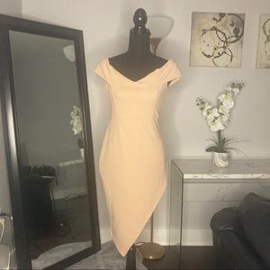 Necessary Clothing Off-Shoulder Asymmetrical Mini Dress